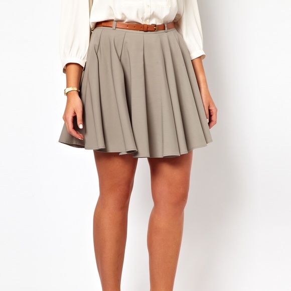 ASOS CURVE SKATER SKIRT IN TAUPE - ISO - Picture 2 of 2